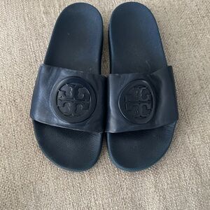 Tory Burch Navy Slide Sandals